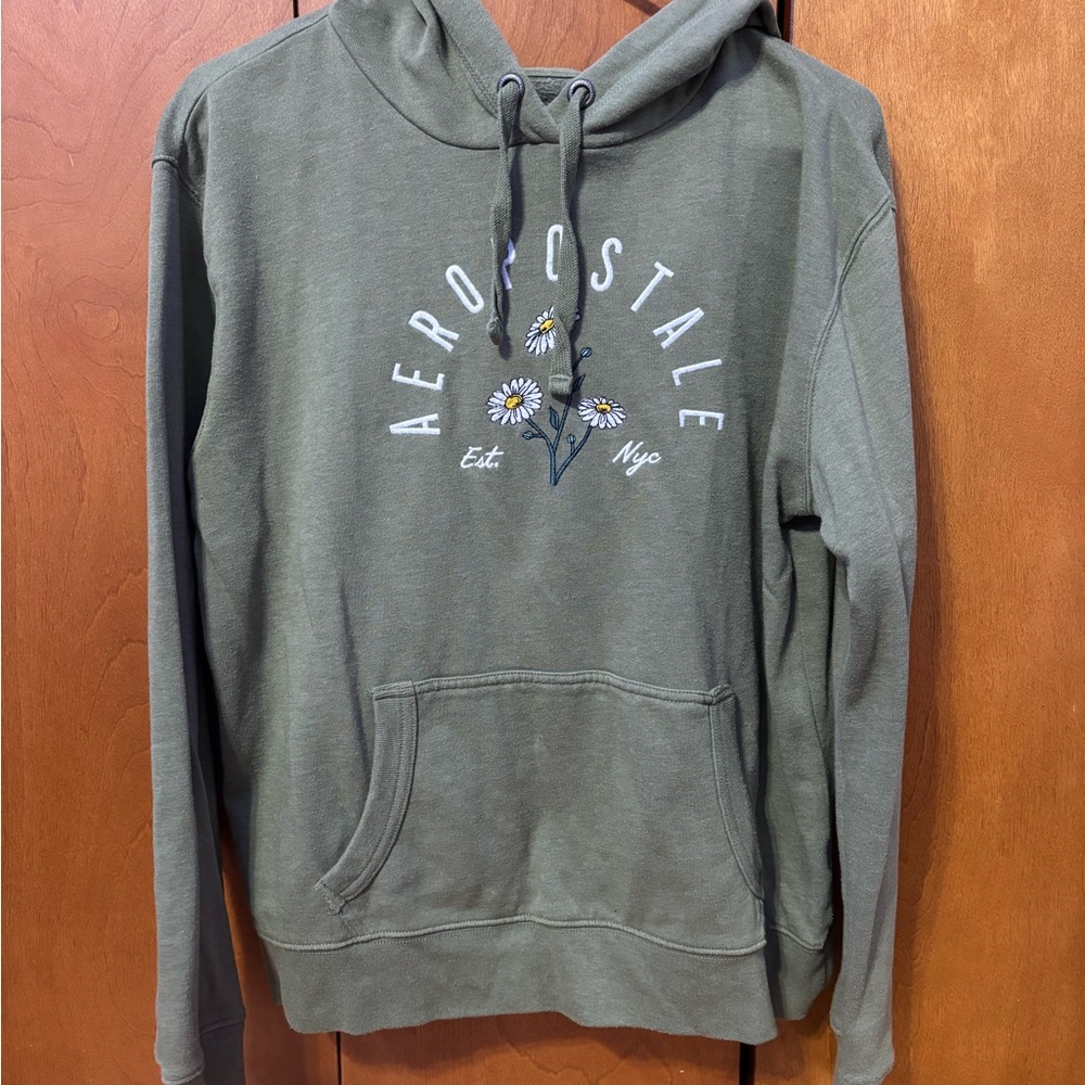 Aeropostale Olive Green Hoodie with Floral Design